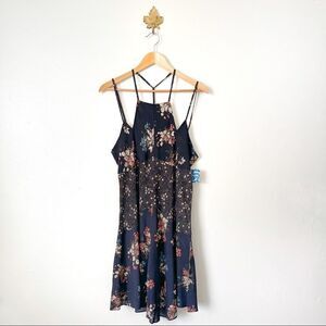 Vintage Free People Intimately Black Combo Mini Slip Dress NWT size Small